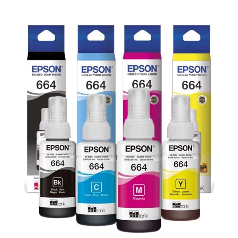 EPSON - Kit 4 Tintas Epson T664 Negro, Cian, Magenta, Yellow
