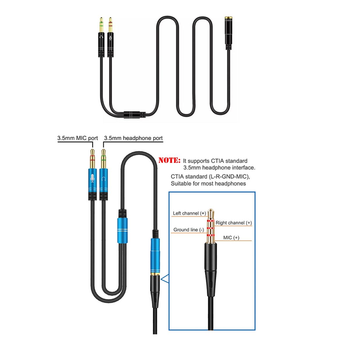 OEM - Adaptador De Micrófono Y Audífonos Para Pc - De TRRS A TRS