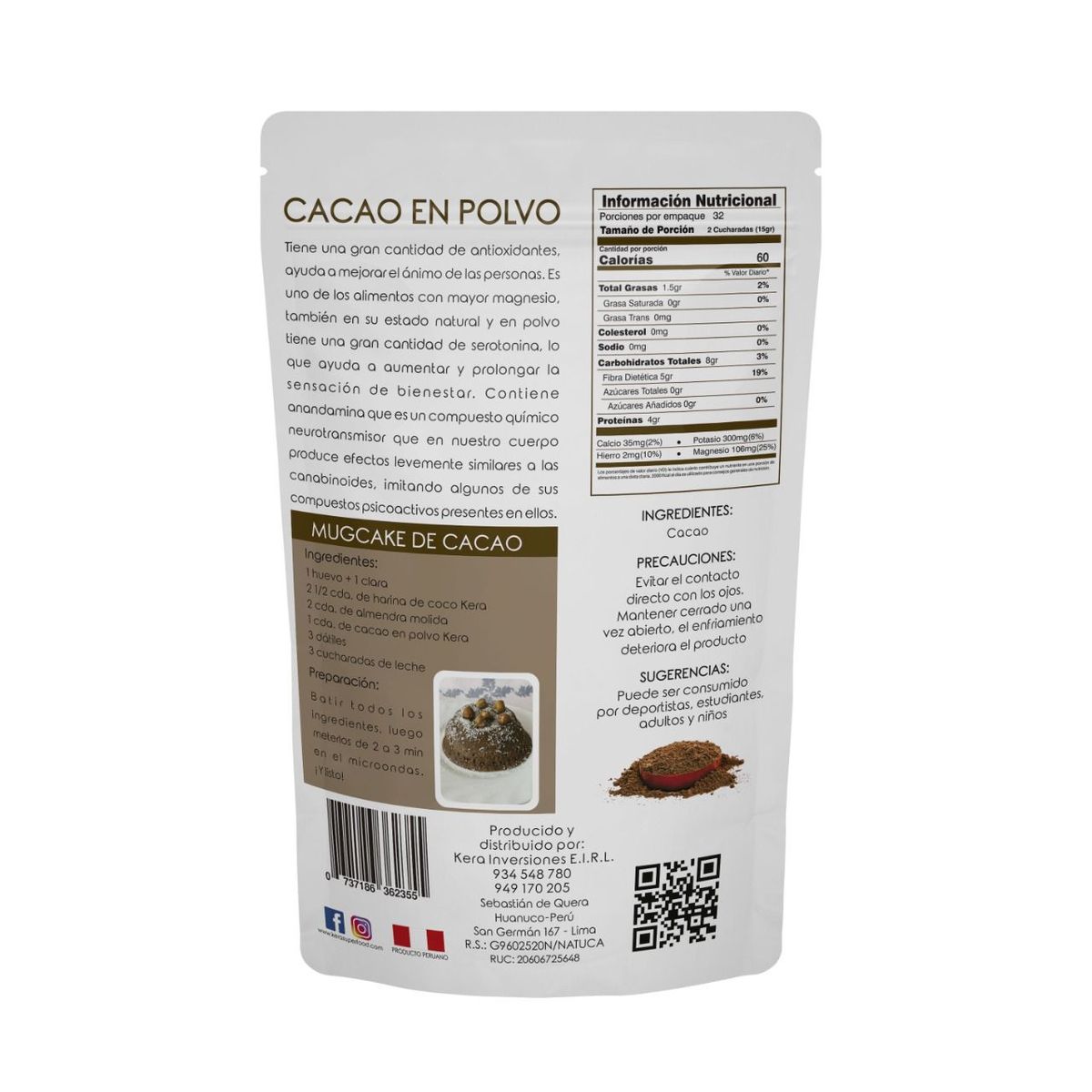 KERA SUPERFOODS - CACAO EN POLVO 1KG - KERA SUPERFOODS
