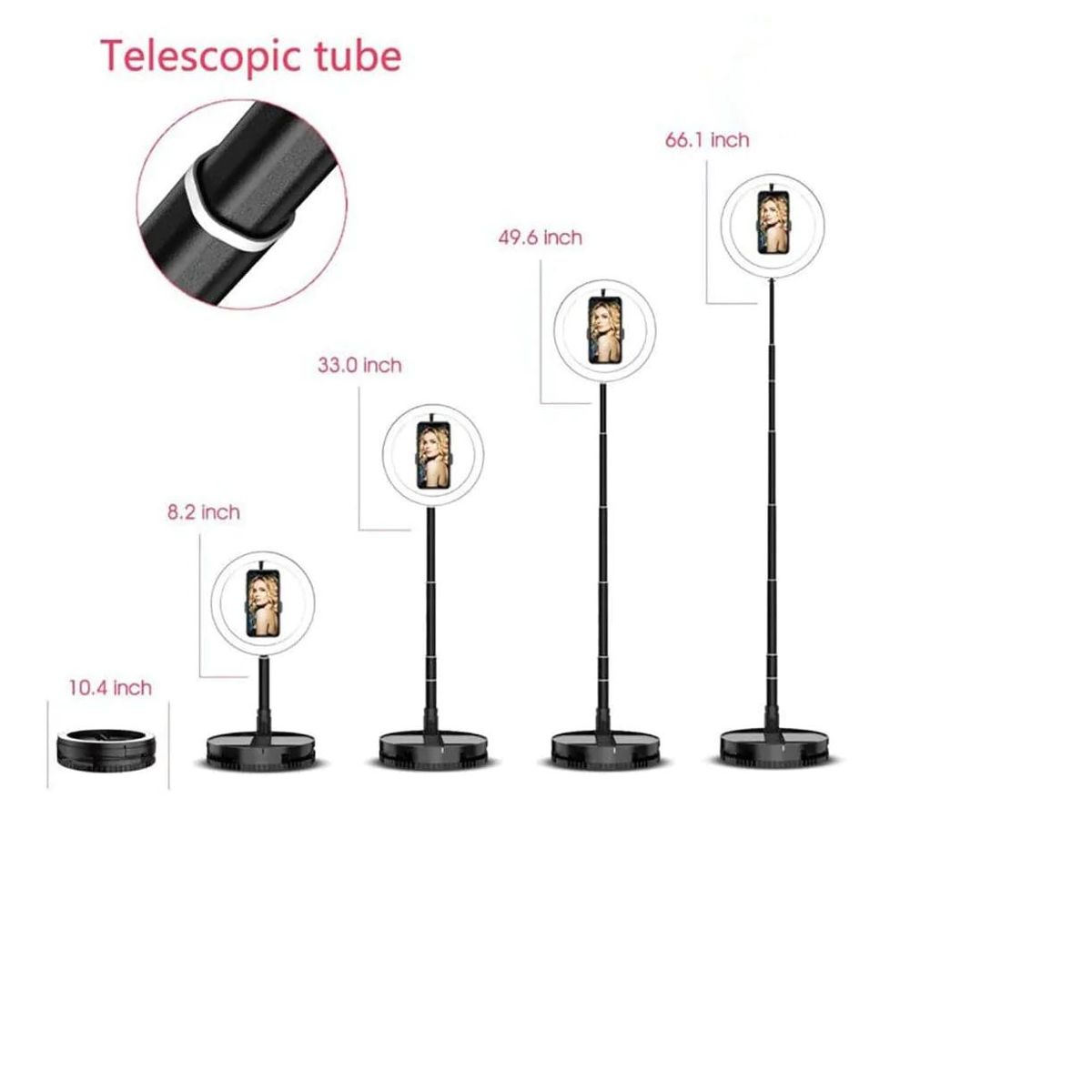 ITELSISTEM - Aro De Luz Led  Base Regulable y soporte de Celular Itelsistem