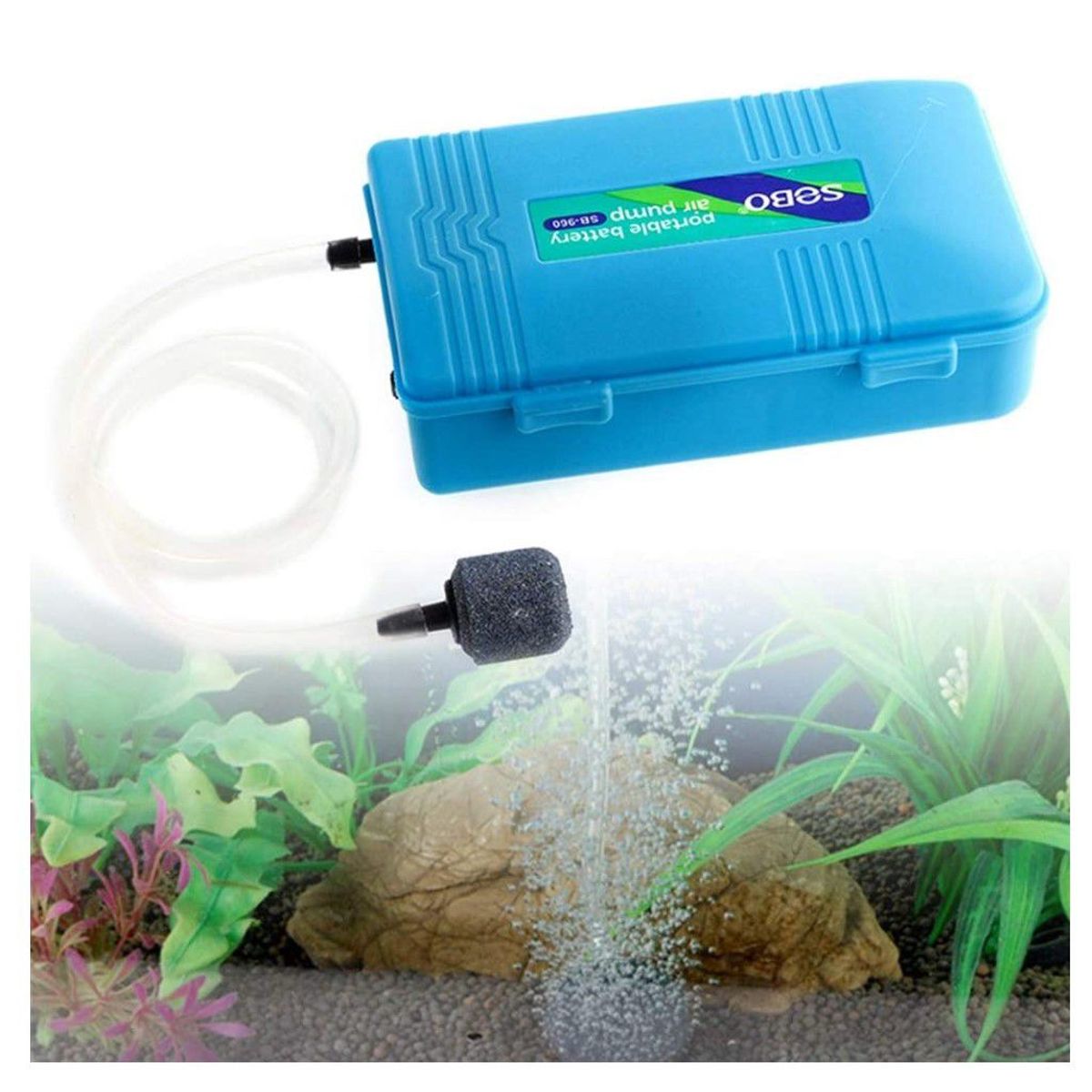 SOBO - Bomba De Aire Para Acuario 1 Salida Sobo A Baterias