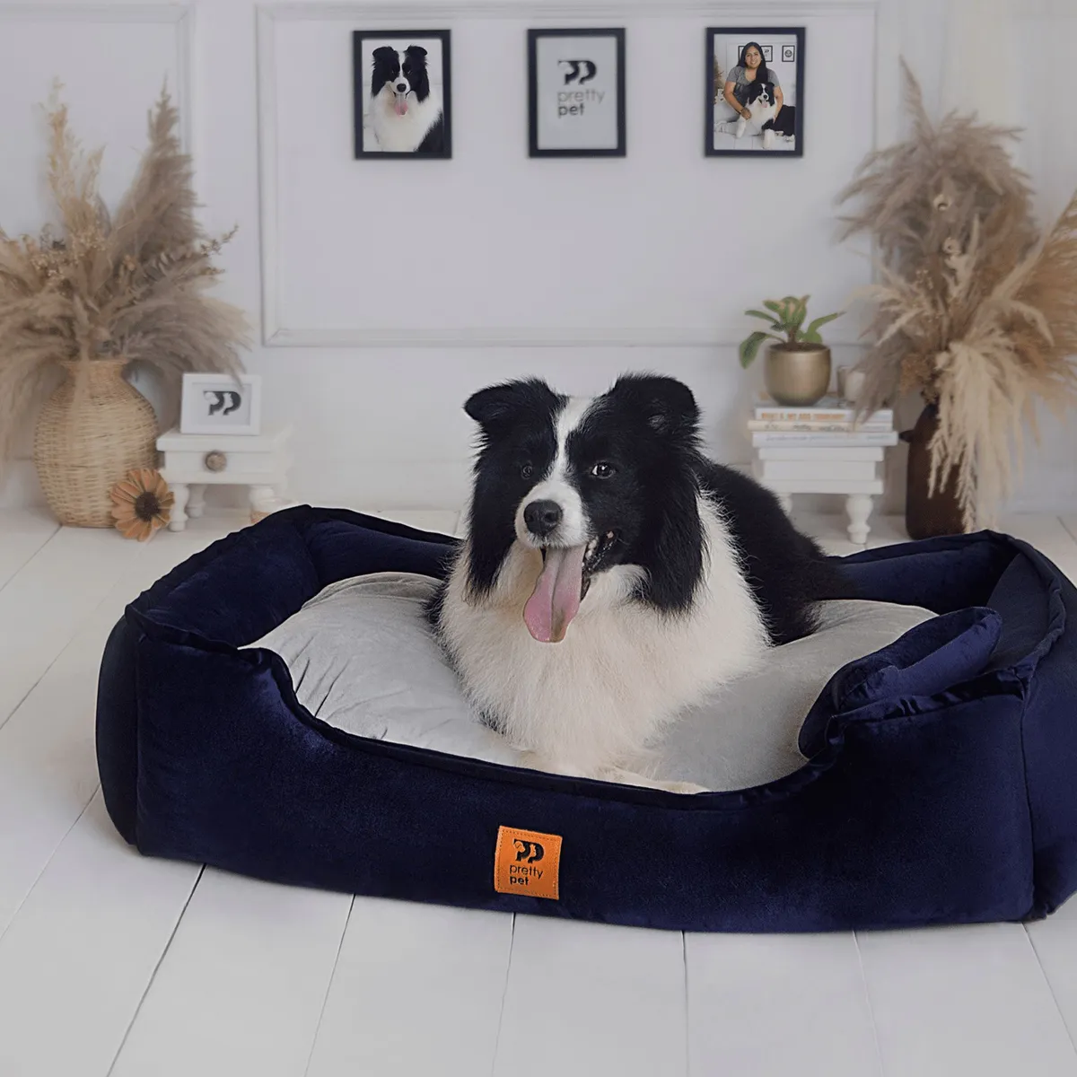 PRETTYPETS - CAMA HIPOALERGÉNICA PARA MASCOTA COLOR AZUL MARINO - TALLA 4