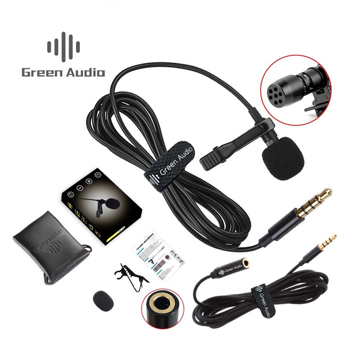 OEM - Micrófono Lavalier Solapa Perchero Smartphone PC Laptop - Green Audio