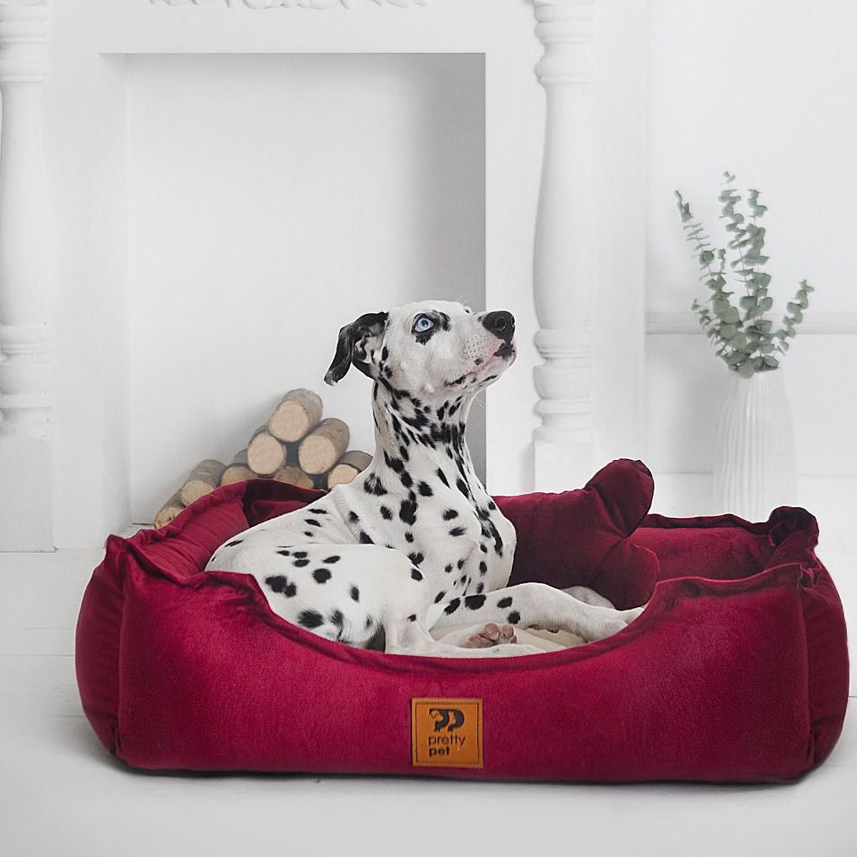 PRETTYPETS - CAMA HIPOALERGÉNICA PARA MASCOTA - COLOR VINO - TALLA 4