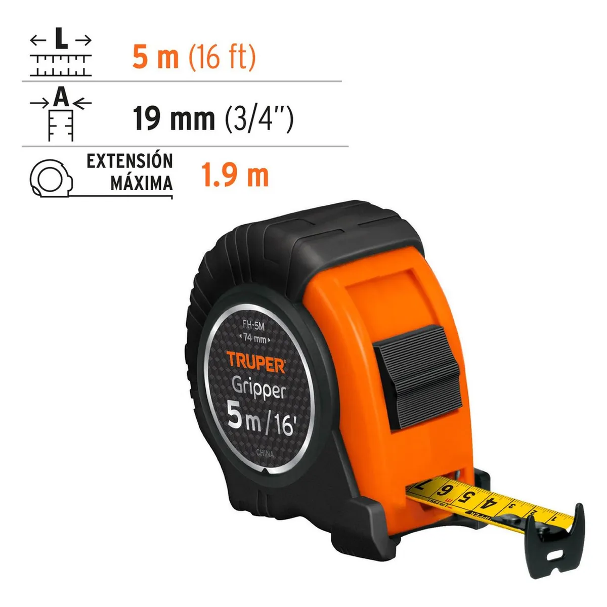 Truper - Wincha Gripper Contra Impactos 5M Truper