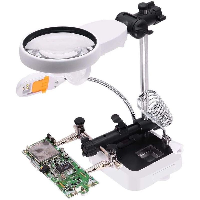GENERICO - Lupa Para Soldar Y Reparaciones Con Tenazas Y Luz Led