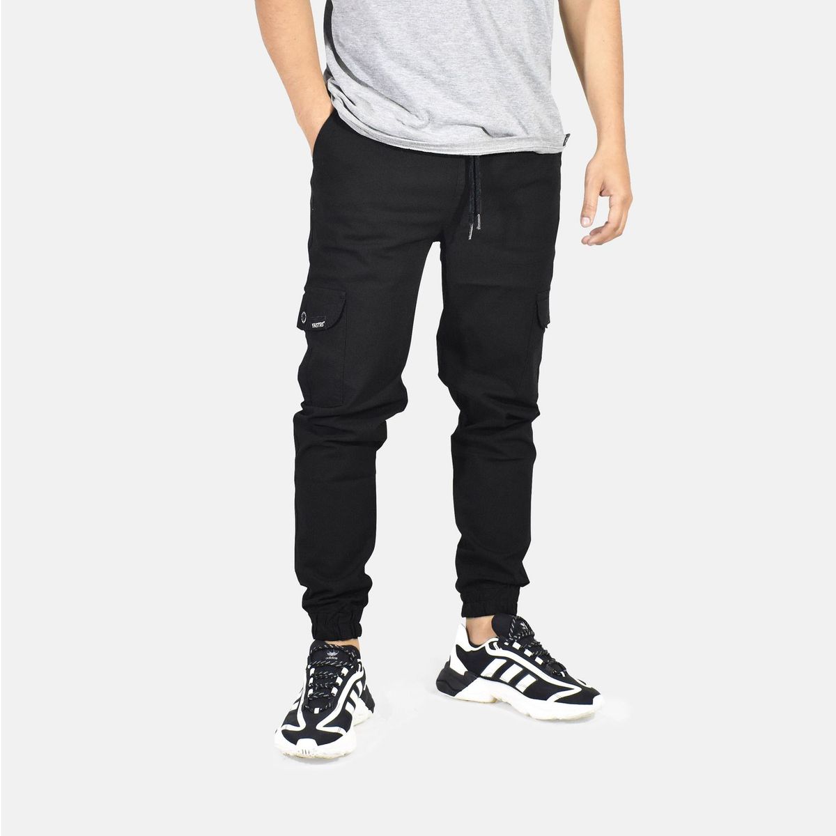YONISTERS CLOTHING - Jogger Cargo Drill Semipitillo Yonisters Clothing Negro