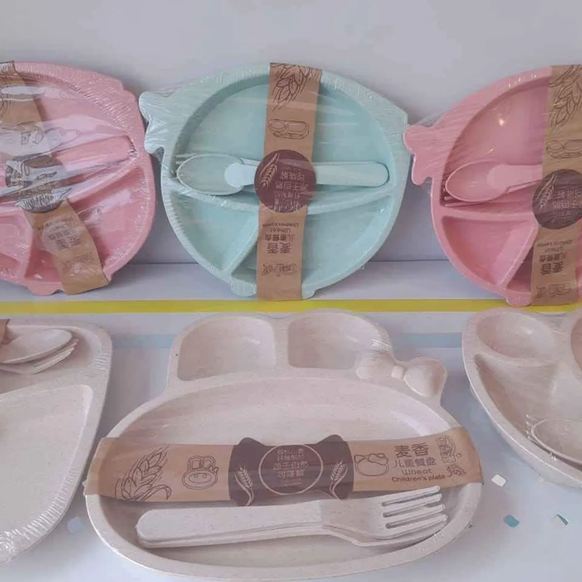 SM - Platos de Bambú para Niños Niñas forma de pez