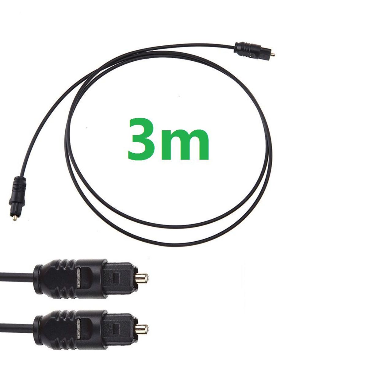 GENERICO - Cable Para Audio Óptico Digital Toslink Ultra Slim - 03 METROS