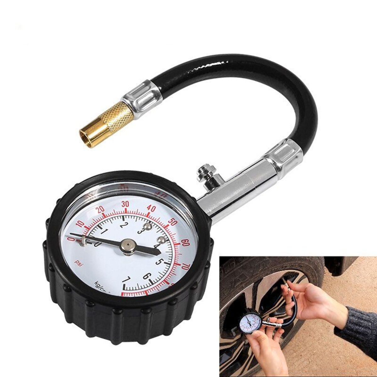 GENERICO - Manometro Llantas Neumaticos Presion Medidor Aire 100 Psi
