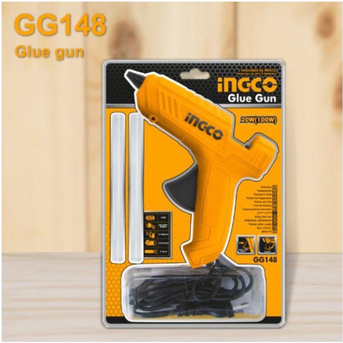 INGCO TOOLS - PISTOLA DE SILICONA CALIENTE 100W 11MM + 2 BARRAS INGCO - GG148
