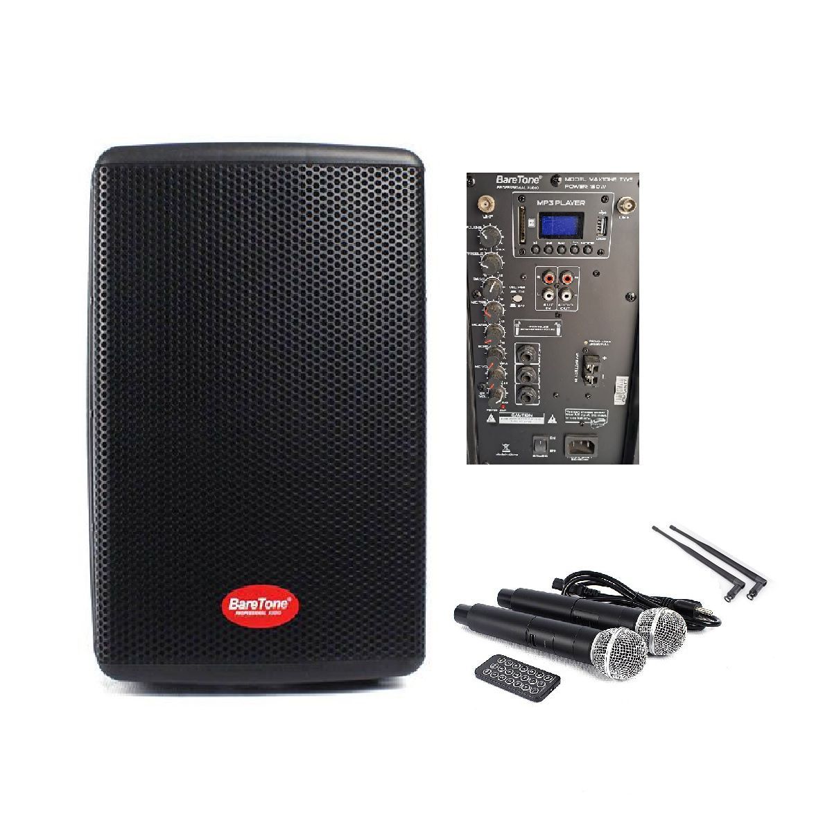 BARETONE - Parlante Profesional Con Bateria Baretone MAX-10HE + 2 Microfonos