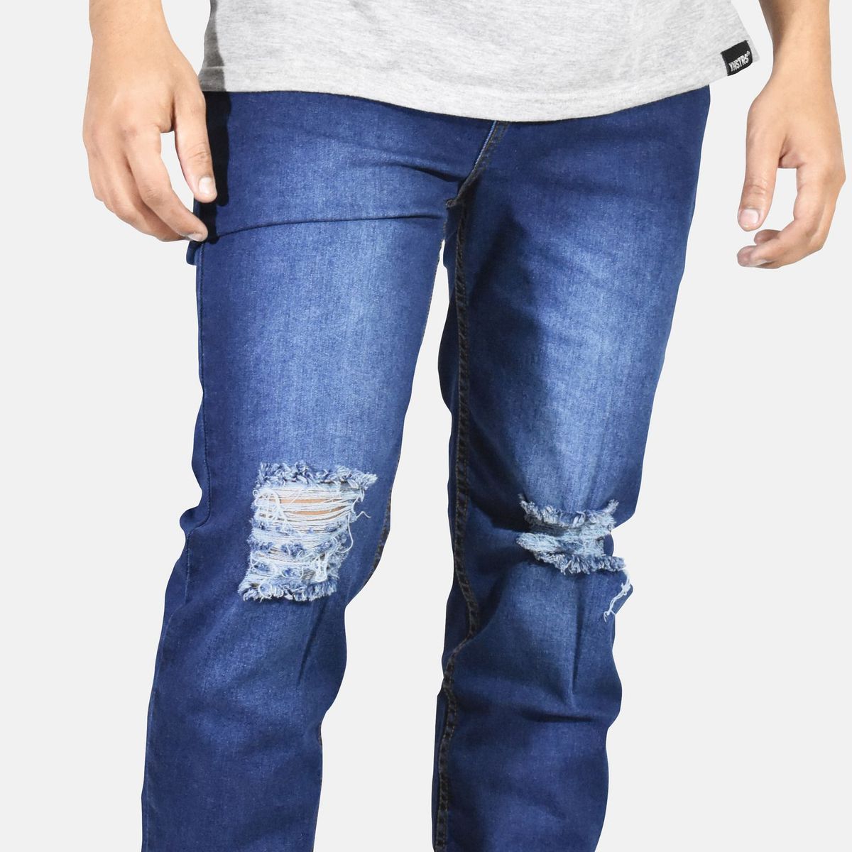 YONISTERS CLOTHING - Denim Jean Rasgado Semipitillo Stretch Yonisters Clothing Azul