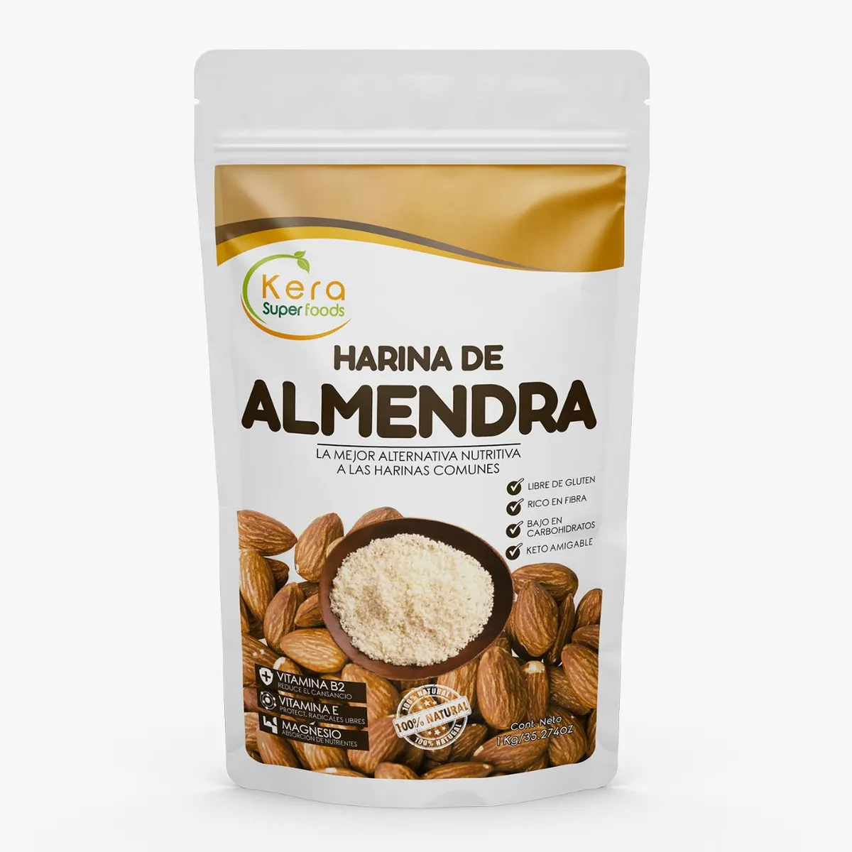 KERA SUPERFOODS - HARINA DE ALMENDRA SIN PIEL 1KG - KERA SUPERFOODS