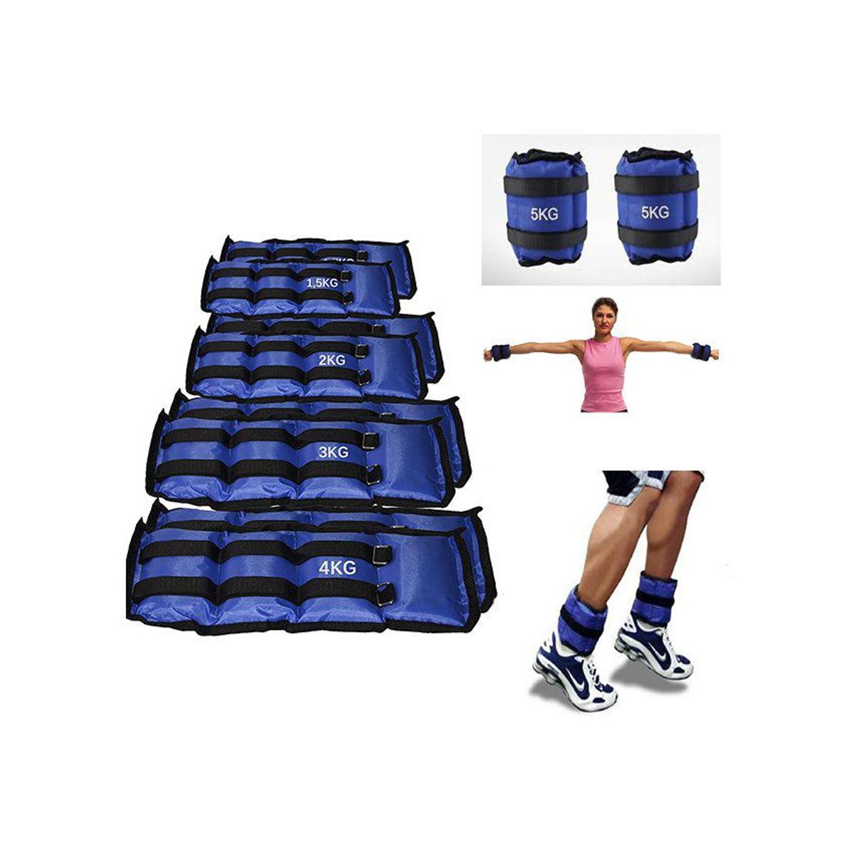 GENERICO - Tobilleras peso arena de medio kilo 05kg precio por par