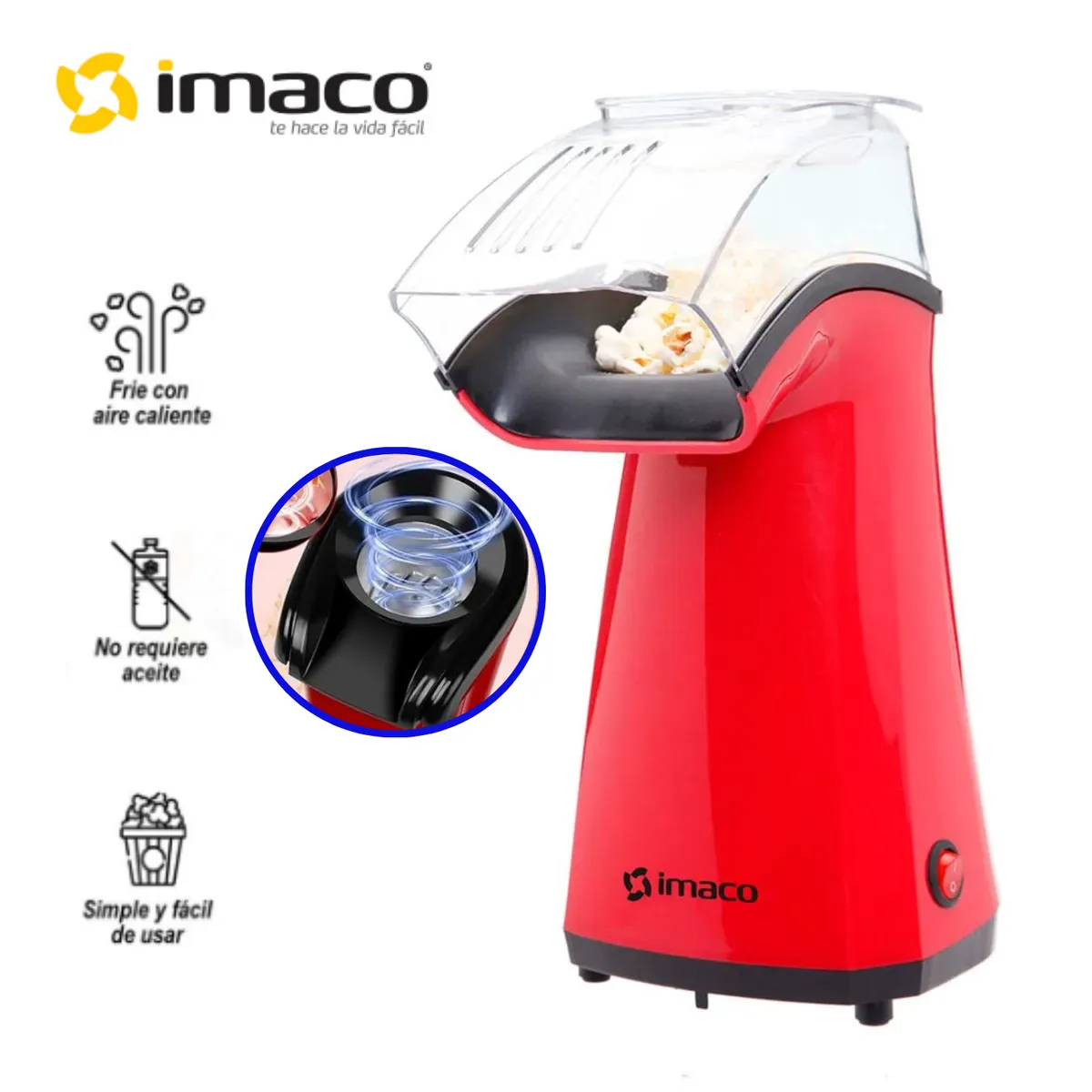 IMACO - Máquina para hacer pop corn maker 1200w po120r-