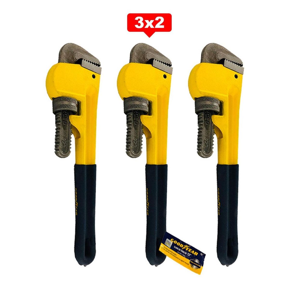 GOODYEAR - Llave de tubo Stilson Goodyear  12" 3X2