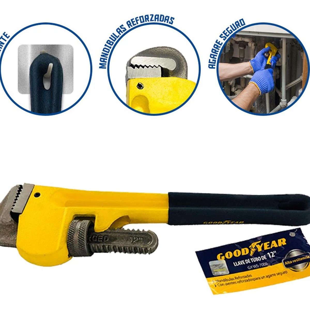 GOODYEAR - Llave de tubo Stilson Goodyear  12" 3X2