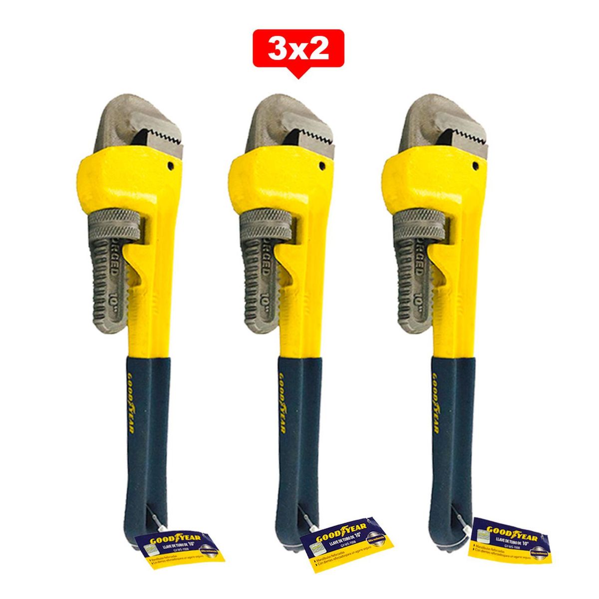 GOODYEAR - Llave de tubo Stilson Goodyear 10" 3X2