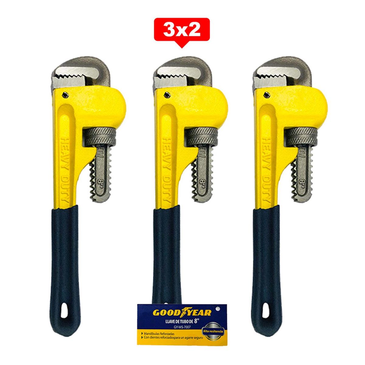 GOODYEAR - Llave de tubo Stilson Goodyear 8" 3X2