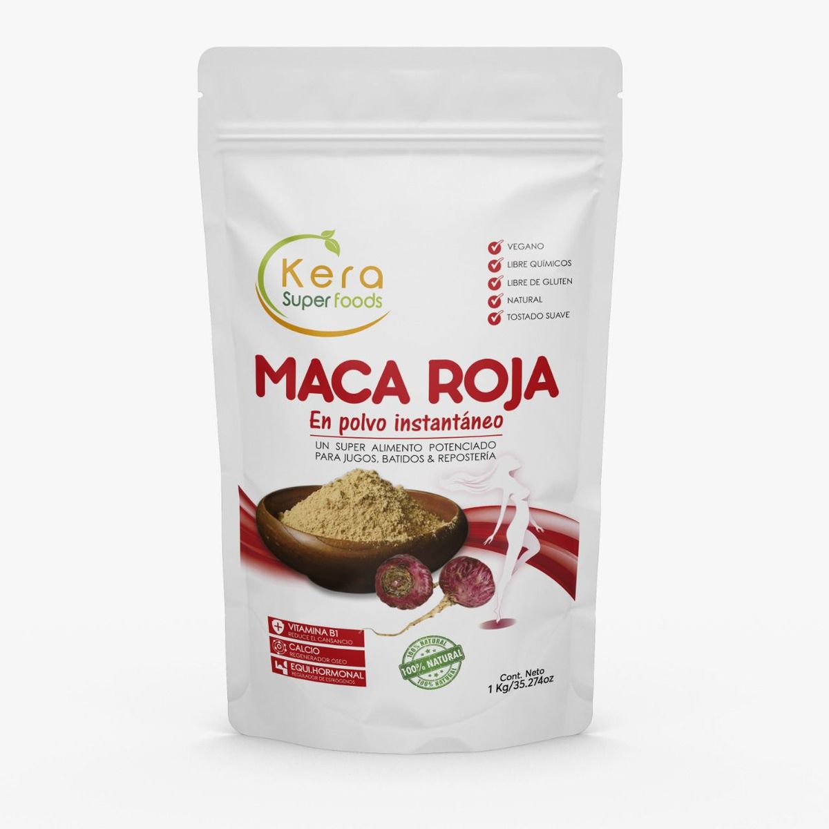 KERA SUPERFOODS - MACA ROJA EN POLVO 1KG - KERA SUPERFOODS