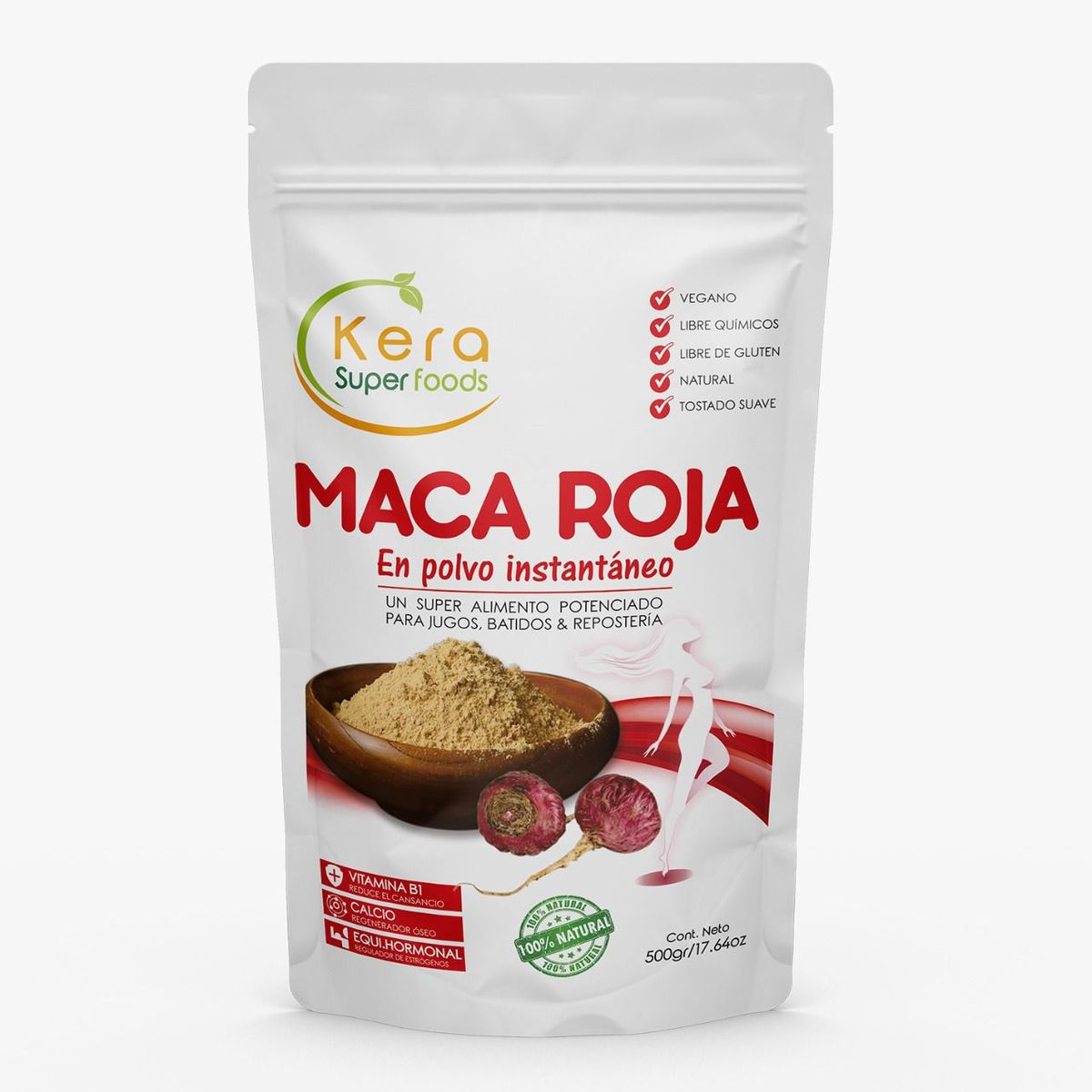 KERA SUPERFOODS - MACA ROJA EN POLVO 500GR - KERA SUPERFOODS