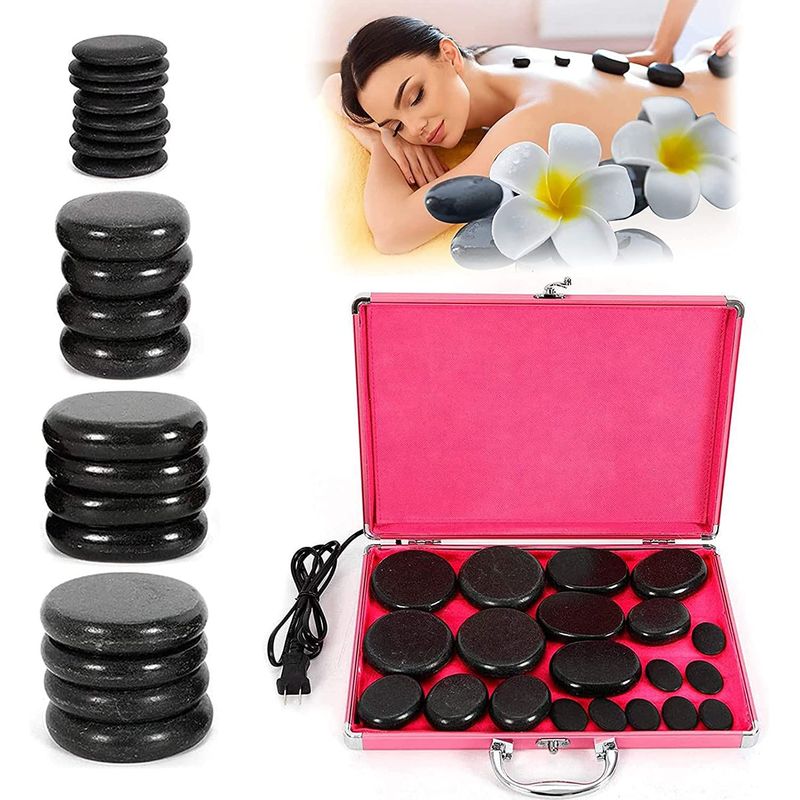 PERUMASSAGE - Piedras Volcanicas para Masaje 20 Unid + Maletin con Calentador.