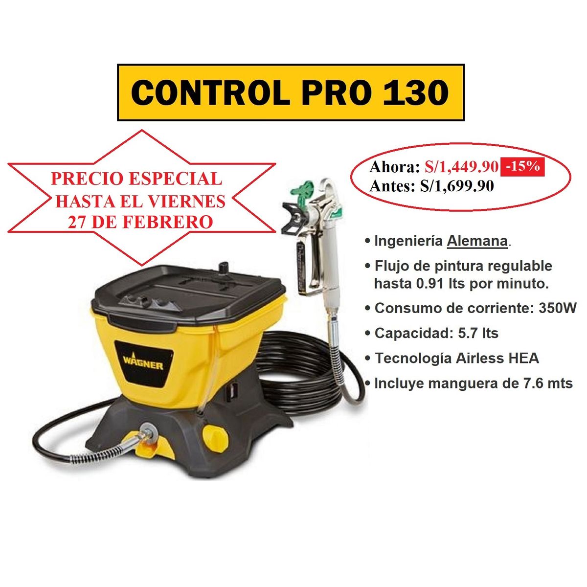 WAGNER - Pistola para Pintar Wagner - CONTROL PRO 190 SKID