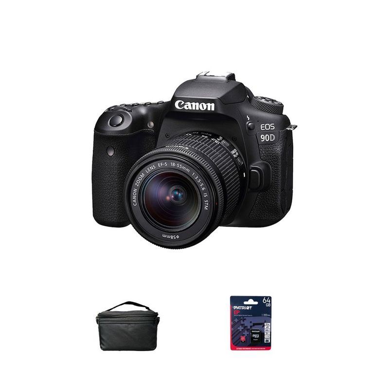 CANON - Camara Canon EOS 90D + 18-55mm IS STM + KIT LIMPIEZA + ESTUCHE + MEM64