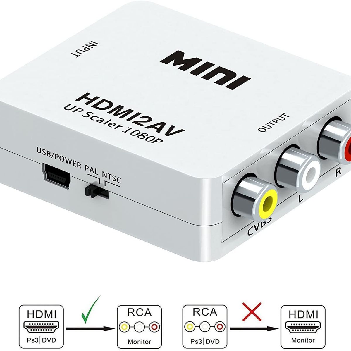GENERICO - Adaptador HDMI A RCA  Conversor Video Pal/Ntsc
