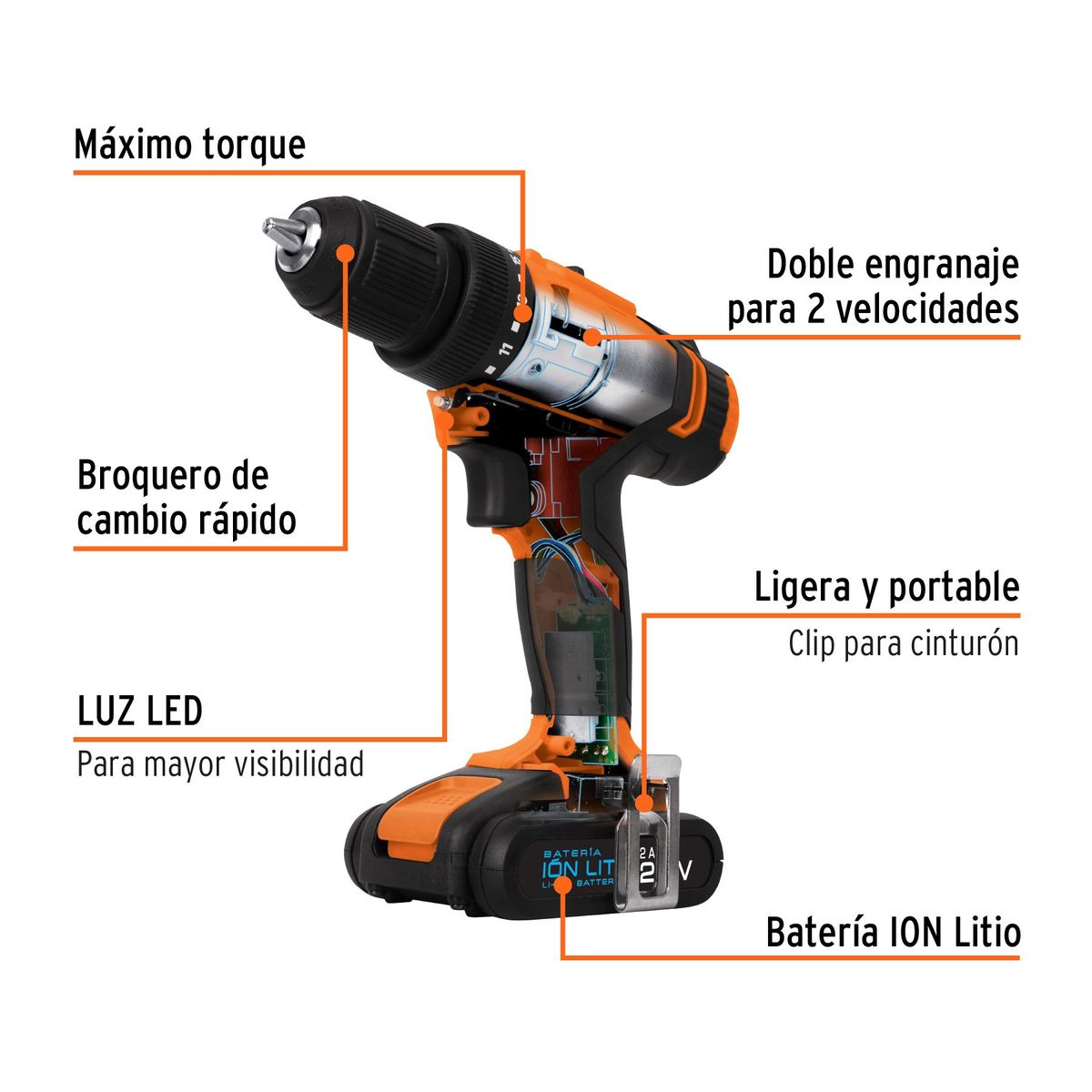 TRUPER - Taladro Inalambrico Profesional 20V Truper