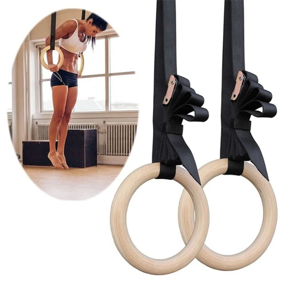 URBAN FIT - Anilla de madera aros olímpicos gimnasia crossfit calistenia