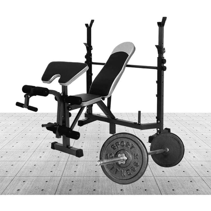 URBAN FIT - Banca para pecho importado  + Barra Recta 1.80 + 20 KG