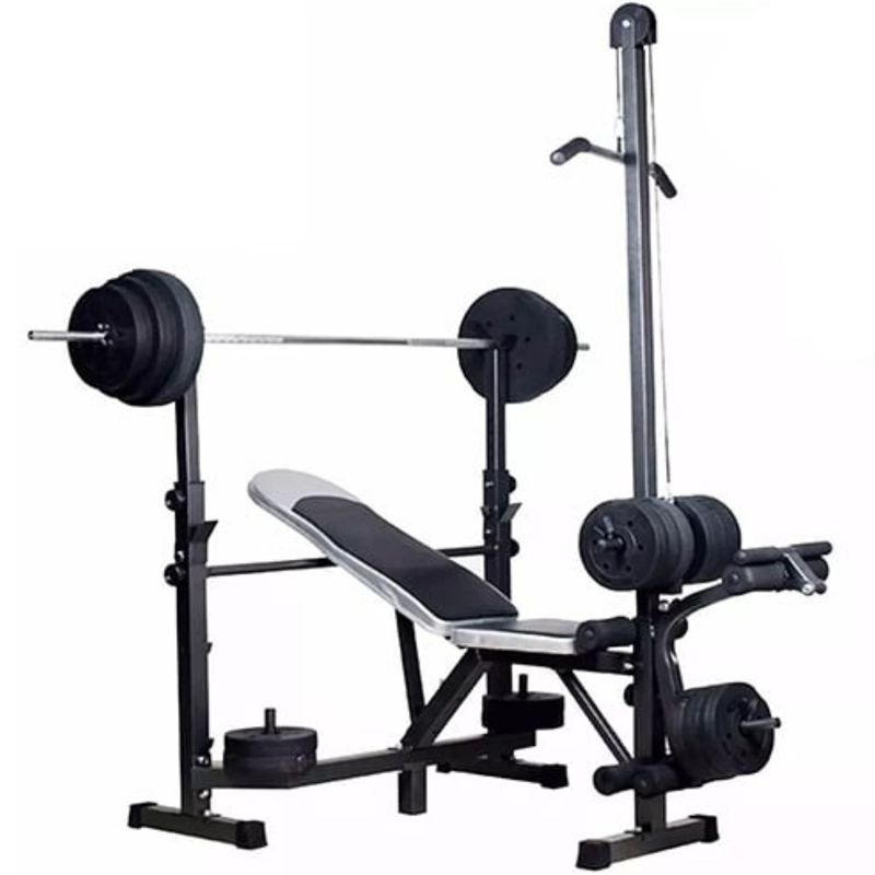 URBAN FIT - Mini gimnasio banca para pecho con predicador  polea