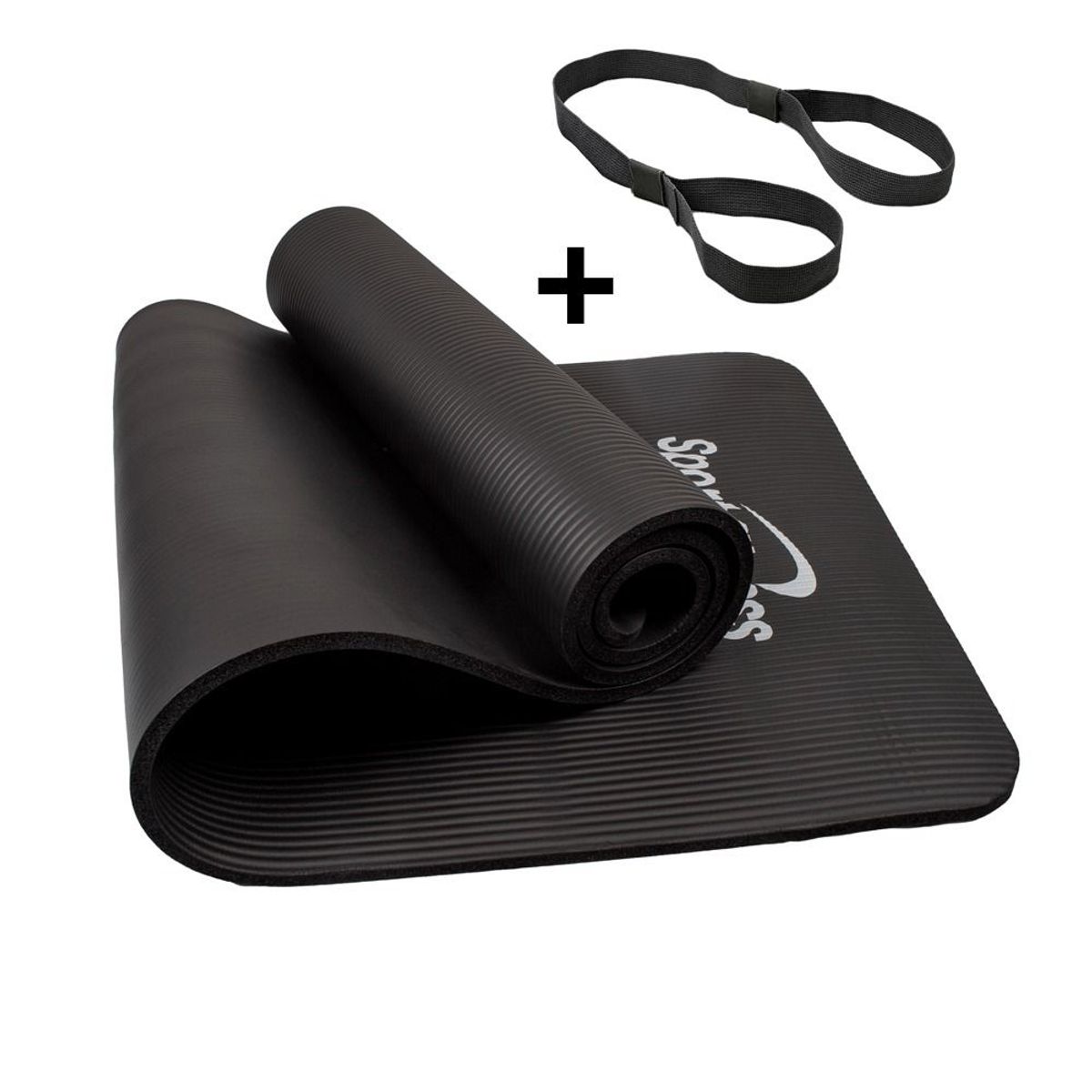 URBAN FIT - Colchoneta yoga mat pilates + ligas - 10 mm negro