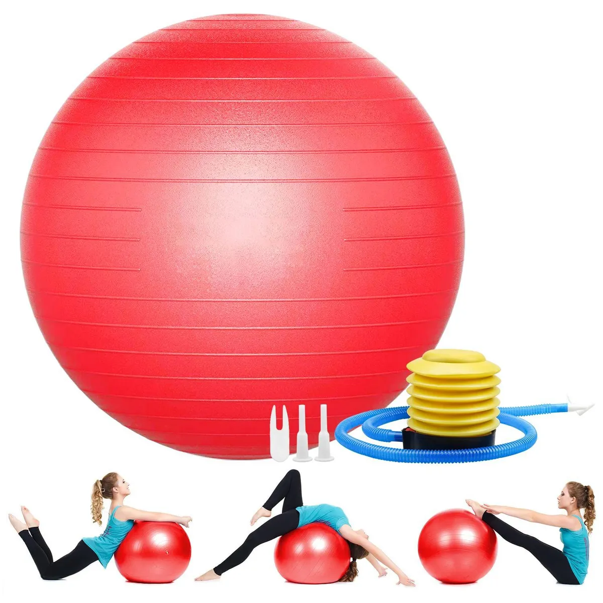 URBAN FIT - Pelota de pilates 75 cm + inflador de regalo - Rojo
