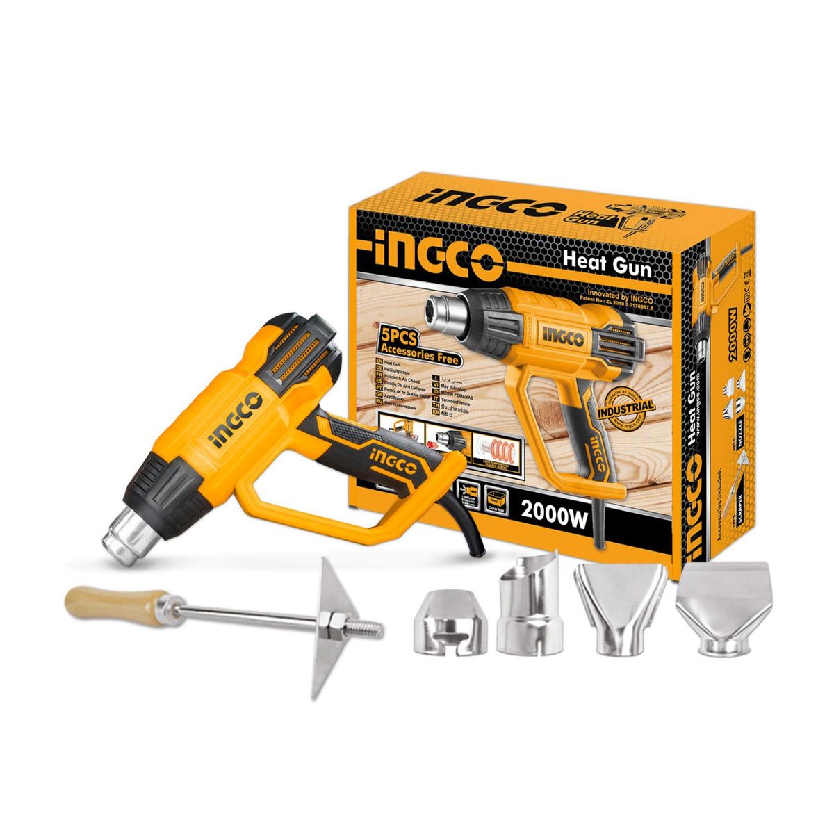 INGCO TOOLS - PISTOLA DE CALOR 2000W VELOCIDAD VARIABLE 4 BOQUILLAS INGCO - HG200028