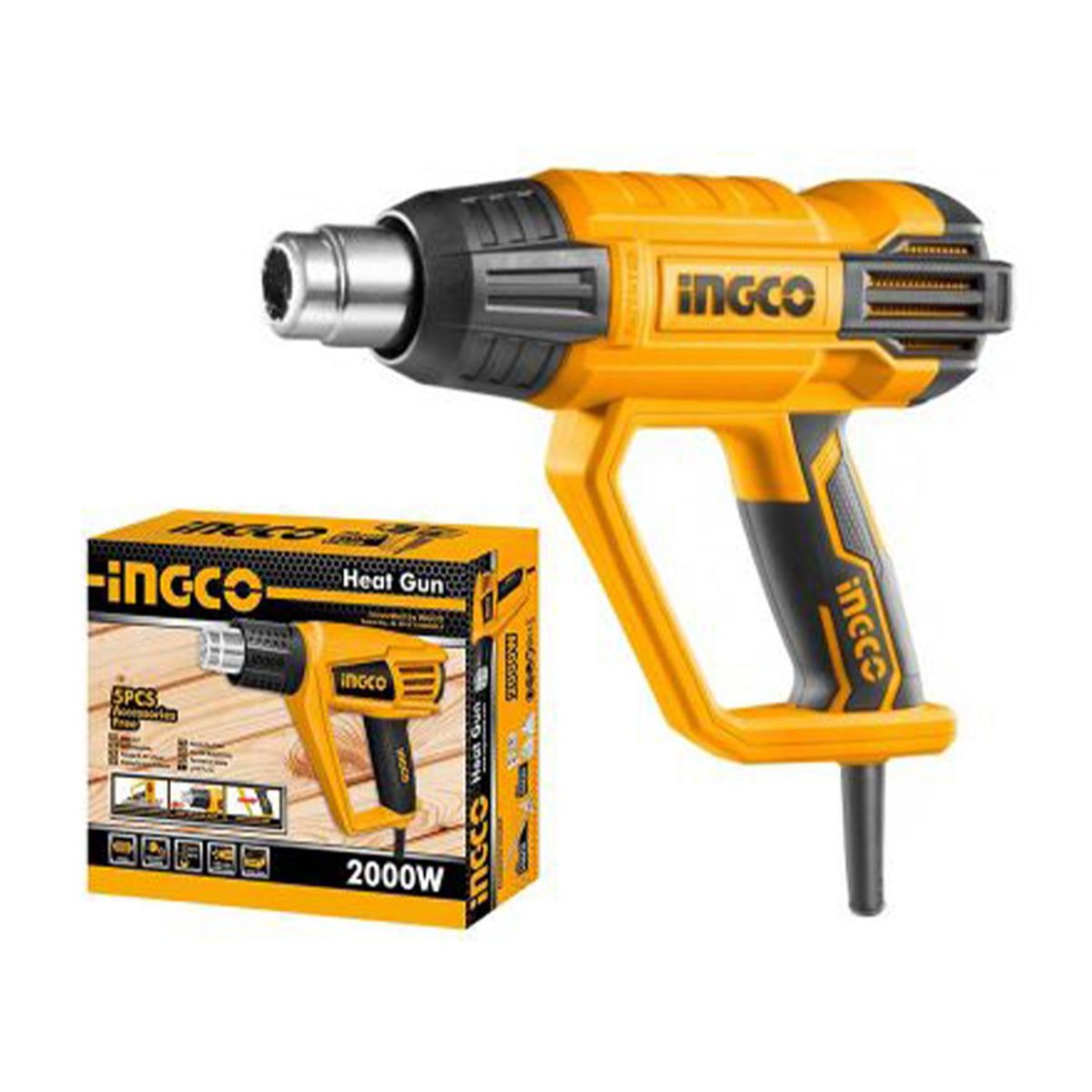 INGCO TOOLS - PISTOLA DE CALOR 2000W VELOCIDAD VARIABLE 4 BOQUILLAS INGCO - HG200028