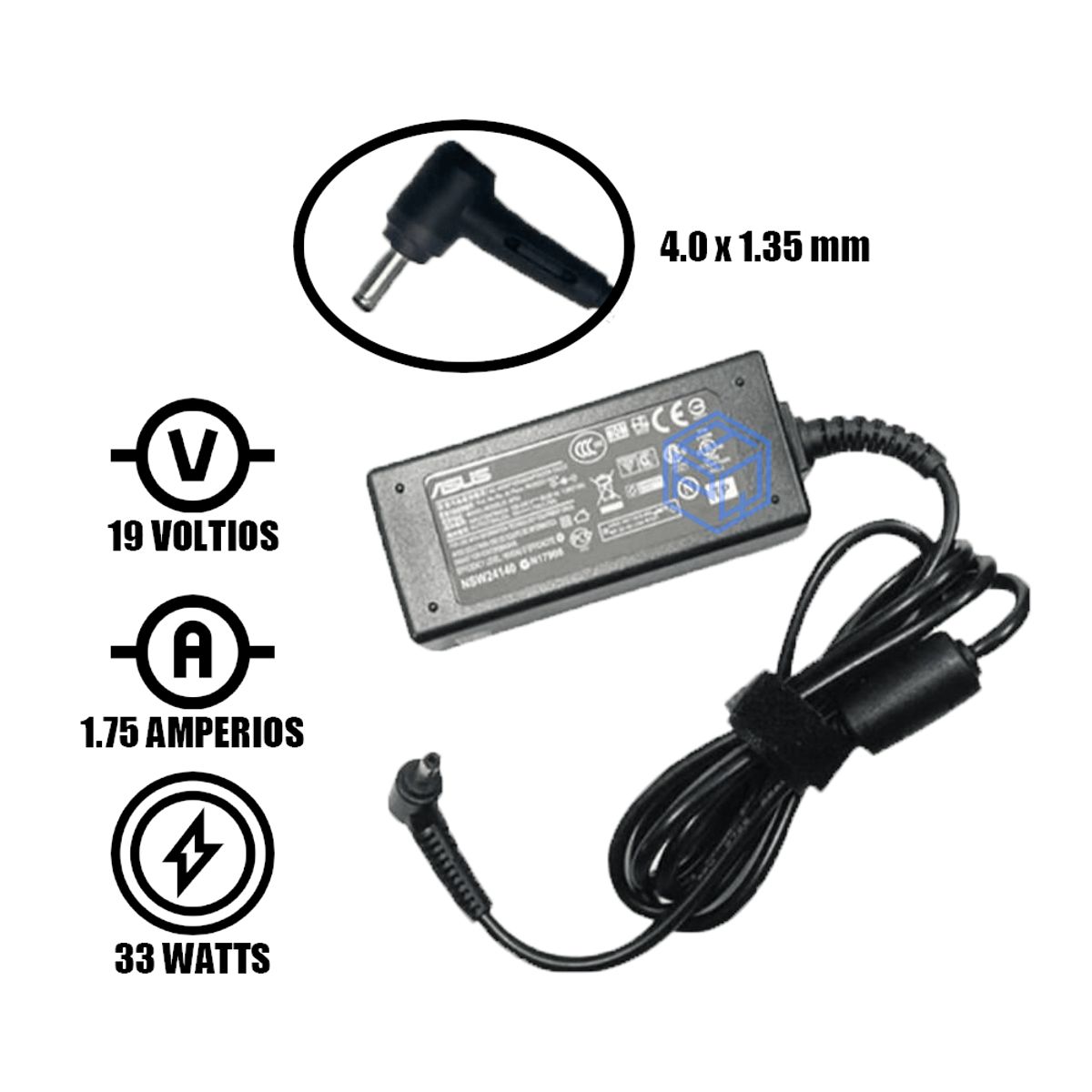 ASUS - CARGADOR COMPATIBLE ASUS 19V 1.75A - 4.0 X 1.35mm 33W