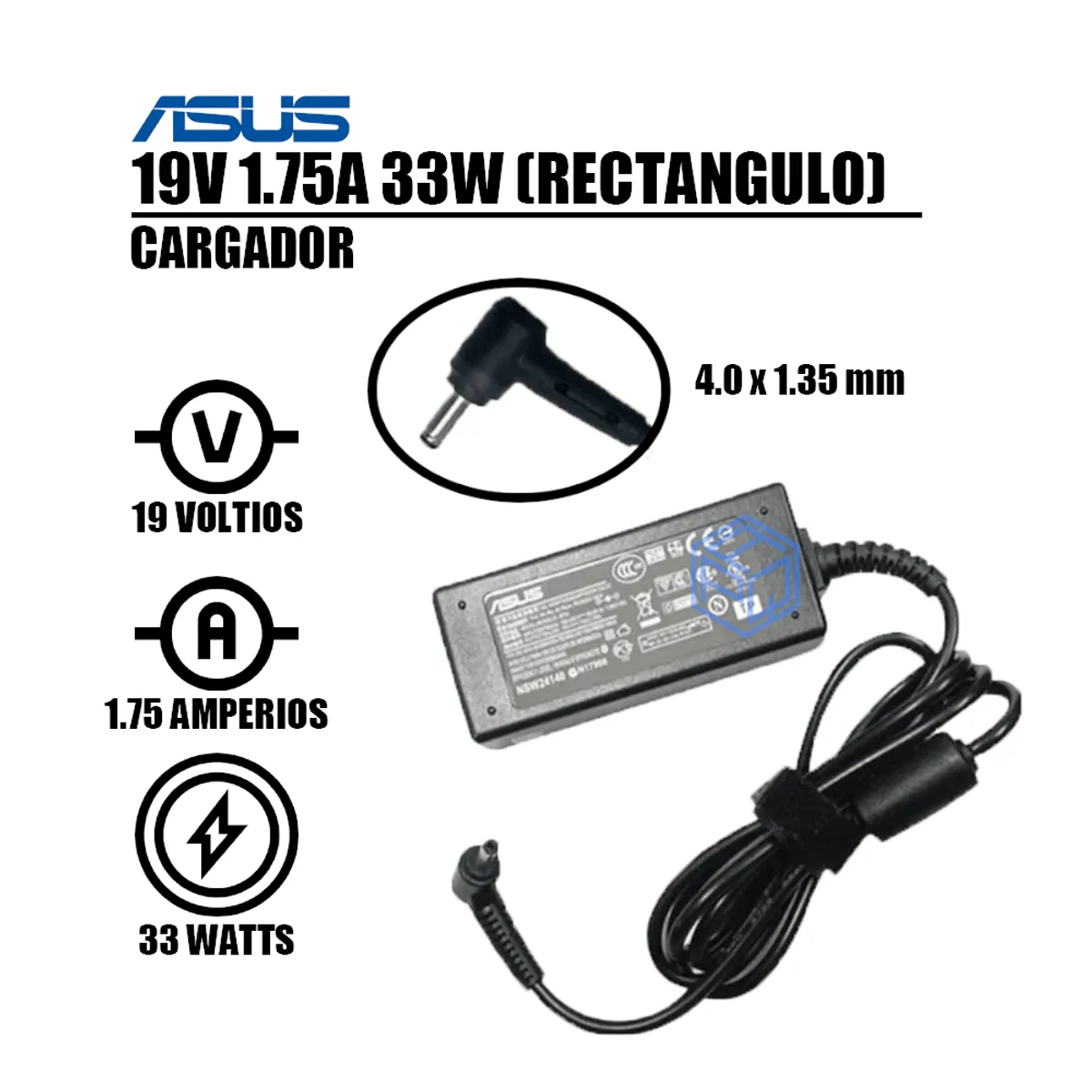 ASUS - CARGADOR COMPATIBLE ASUS 19V 1.75A - 4.0 X 1.35mm 33W