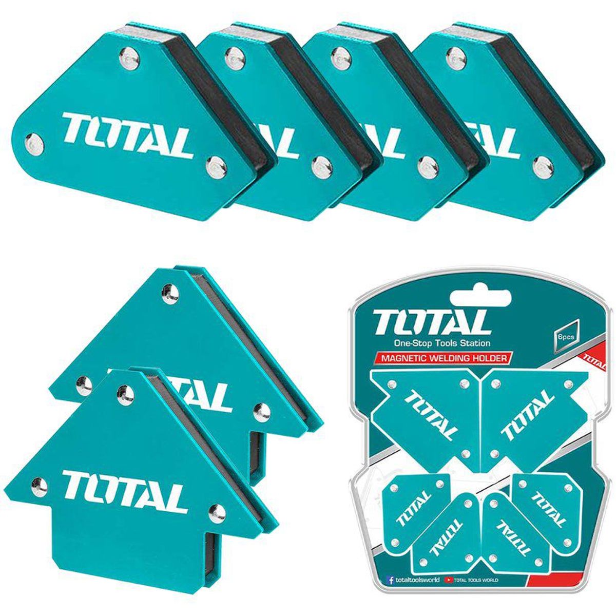 TOTAL TOOLS - JUEGO DE ESCUADRAS MAGNETICAS PARA SOLDAR 10LB 25LB TOTAL - TAMWH6002