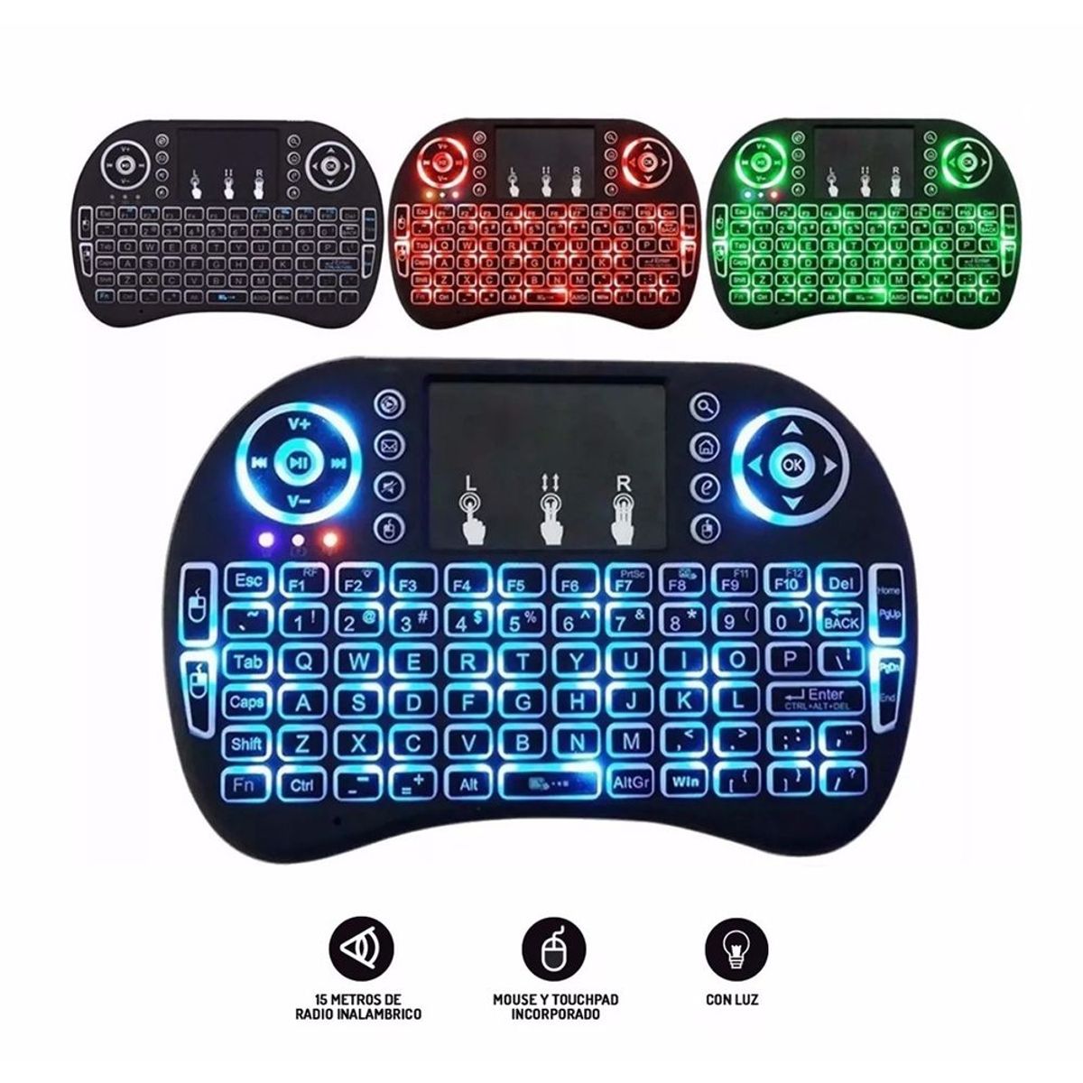 GENERICO - Mini Teclado Inalámbrico Airmouse Android Smart Tv Iluminado - negro