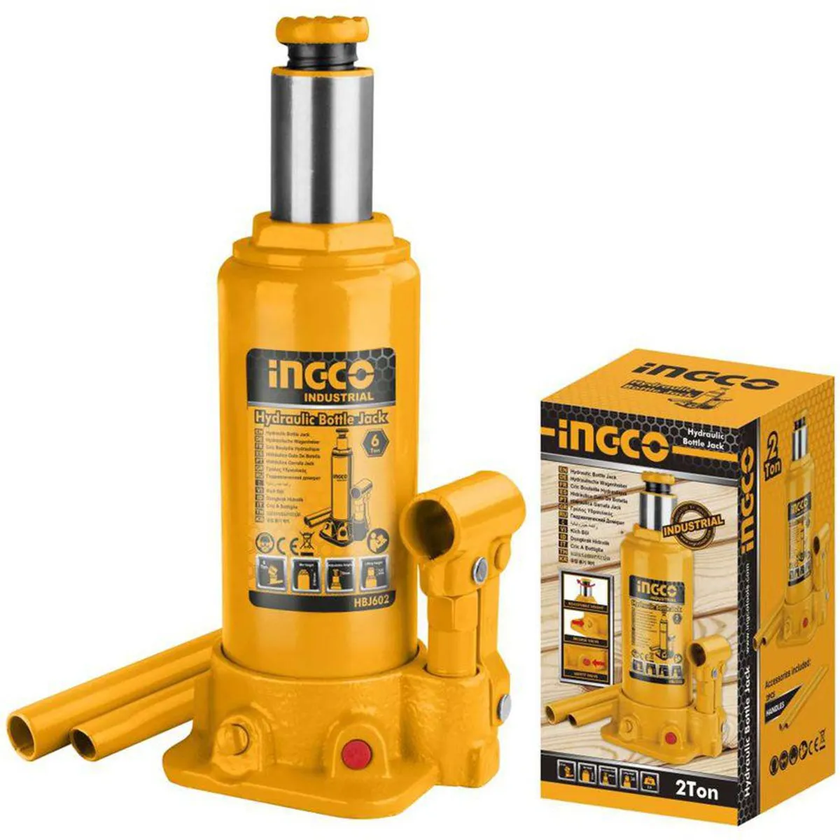 INGCO TOOLS - GATA HIDRAÚLICA TIPO BOTELLA 2TONELADAS AUTOS MECANICOS INGCO - HBJ202