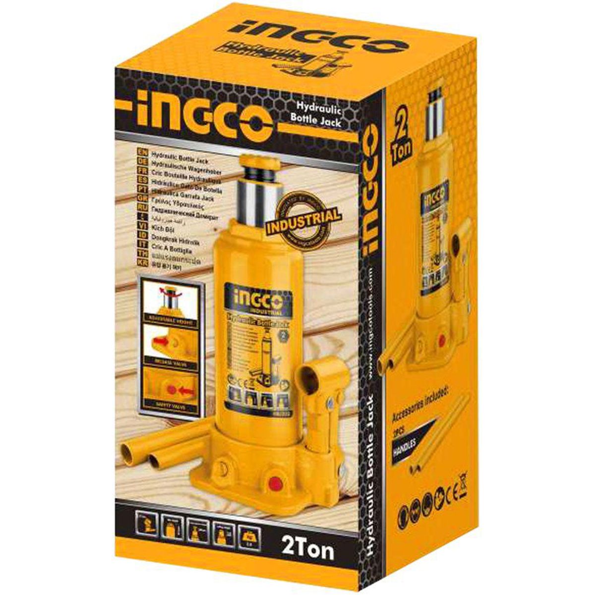 INGCO TOOLS - GATA HIDRAÚLICA TIPO BOTELLA 2TONELADAS AUTOS MECANICOS INGCO - HBJ202