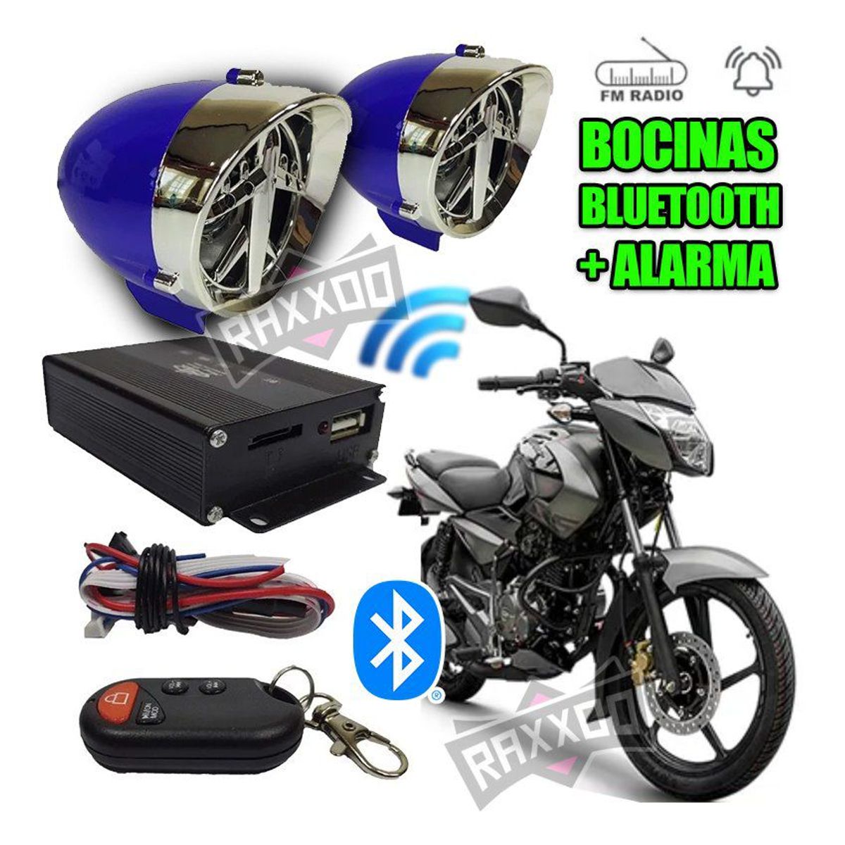 GENERICO - Kit parlante bocina bluetooth alarma moto con control remoto