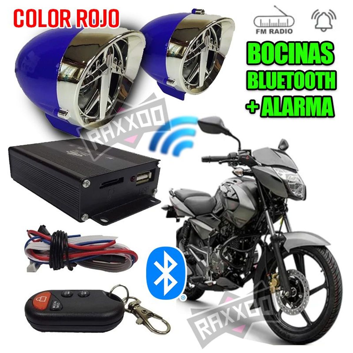 GENERICO - Kit parlante bocina bluetooth alarma moto con control remoto