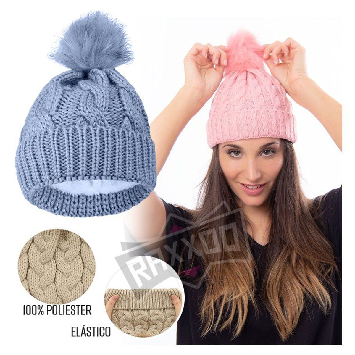 GENERICO - Gorro lana tejido invierno forro polar para niños unisex