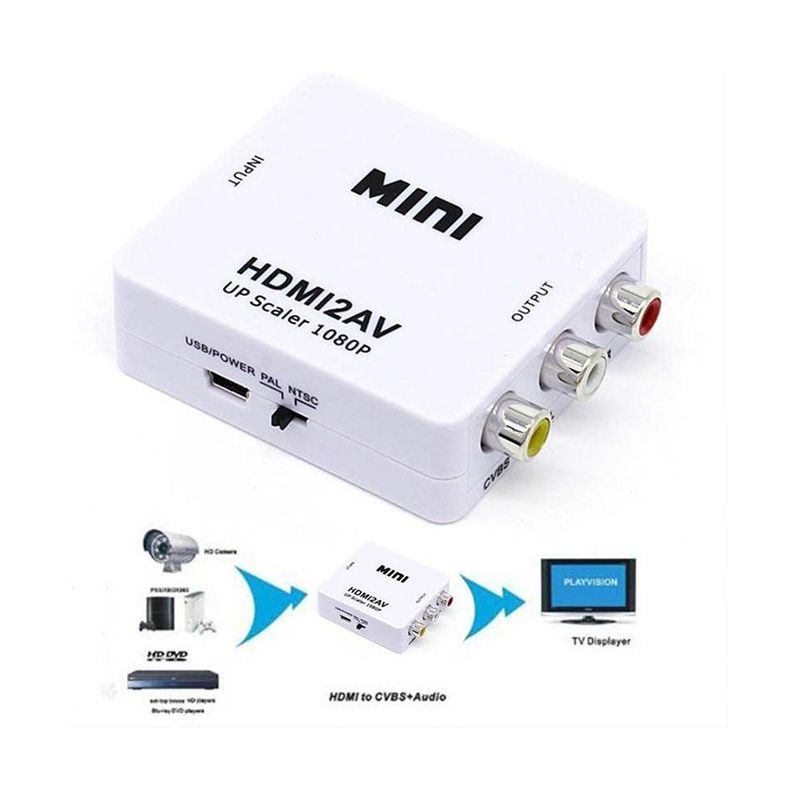 GENERICO - Adaptador hdmi a rca conversor convertidor hdmi2av video pal  ntsc
