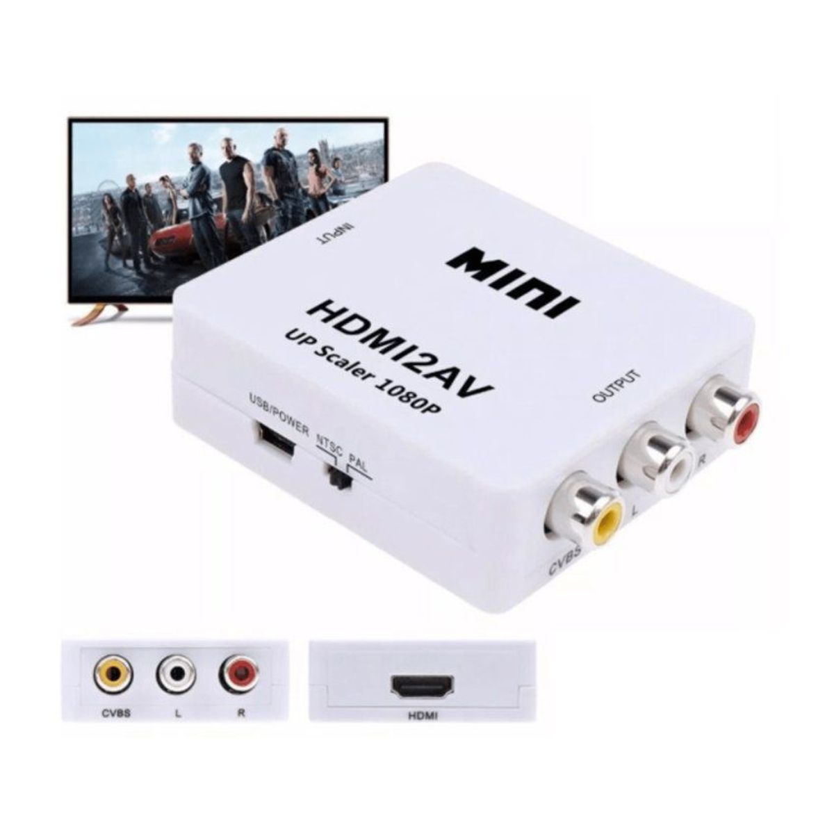 GENERICO - Adaptador hdmi a rca conversor convertidor hdmi2av video pal  ntsc