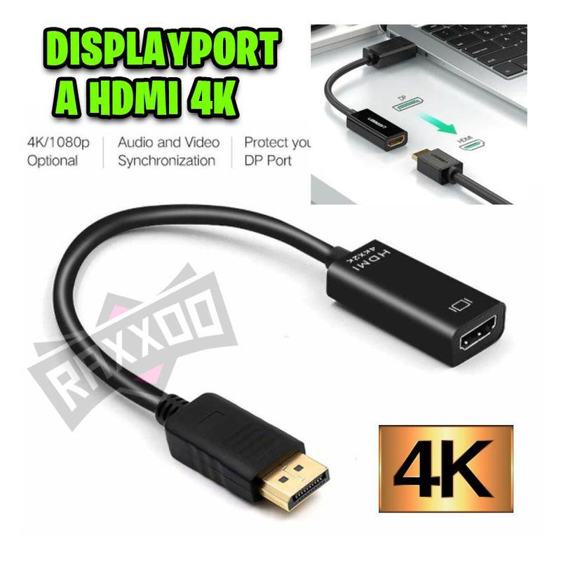 GENERICO - Adaptador displayport a hdmi 4k convertidor ultra hd display port
